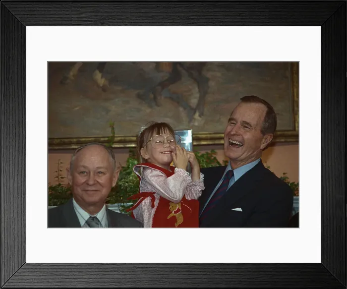 Framed Print : President Bush and Jessica McClure