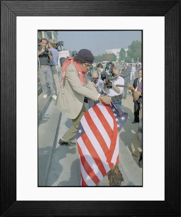 Framed Print : Artist Burning American Flag Framed Print : Artist Burning American Flag
