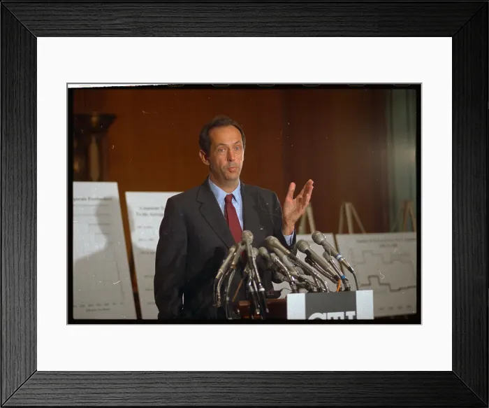 Framed Print : Bill Bradley Speaking at Microphones Framed Print : Bill Bradley Speaking at Microphones