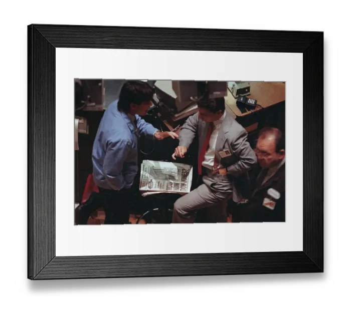 Framed Print : Traders Reading Newspaper Framed Print : Traders Reading Newspaper