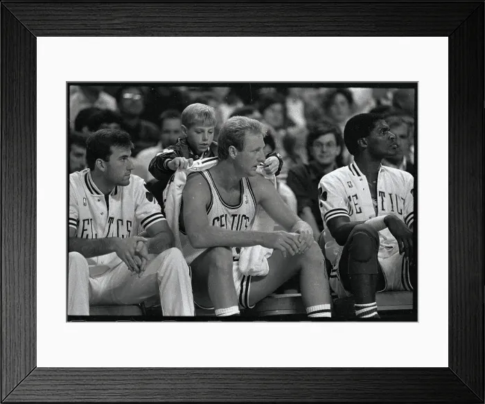 Framed Print : Larry Bird Relaxing on Bench Framed Print : Larry Bird Relaxing on Bench