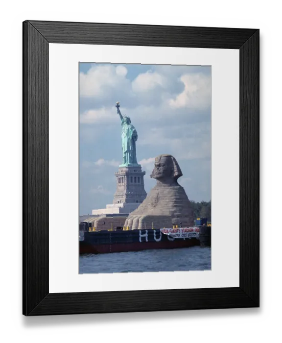 Framed Print : Giant Sphinx Replica and Statue of Liberty Framed Print : Giant Sphinx Replica and Statue of Liberty