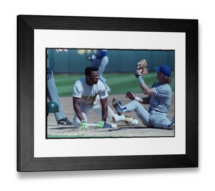 Framed Print : Rickey Henderson Stealing Base from Kelly Gruber Framed Print : Rickey Henderson Stealing Base from Kelly Gruber