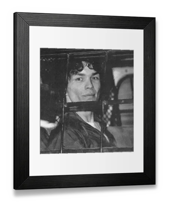 Framed Print : Serial Killer Richard Ramirez in Police Van Framed Print : Serial Killer Richard Ramirez in Police Van