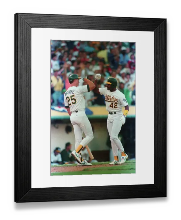 Framed Print : Mark McGwire Congratulating Dave Henderson Framed Print : Mark McGwire Congratulating Dave Henderson