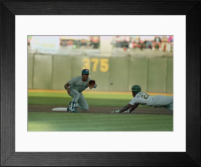 Framed Print : Rickey Henderson Stealing Second Framed Print : Rickey Henderson Stealing Second