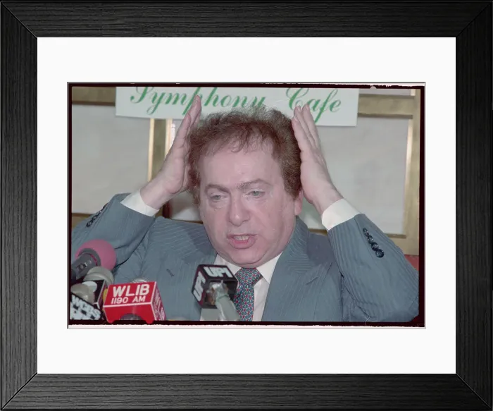 Framed Print : Portrait of Jackie Mason at Press Conference Framed Print : Portrait of Jackie Mason at Press Conference