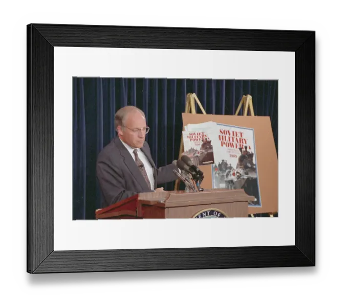 Framed Print : Richard Cheney Holding Copy of Magazine Framed Print : Richard Cheney Holding Copy of Magazine