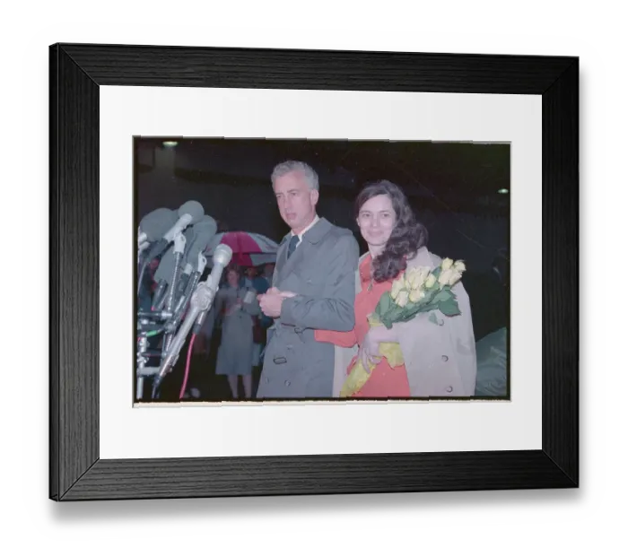 Framed Print : Elizabeth Morgan Smiling with Her Fiancee Framed Print : Elizabeth Morgan Smiling with Her Fiancee