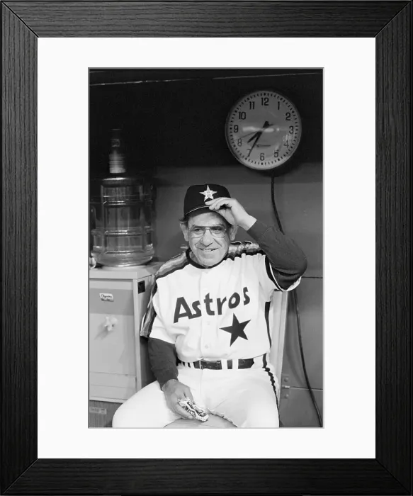 Framed Print : Yogi Berra Tips Cap In Astros Dugout
