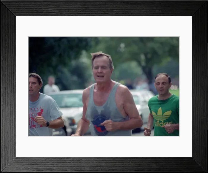 Framed Print : George Bush Jogging Framed Print : George Bush Jogging