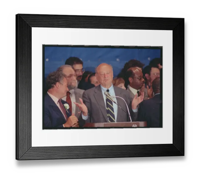 Framed Print : Mayor Ed Koch Quieting the Crowd