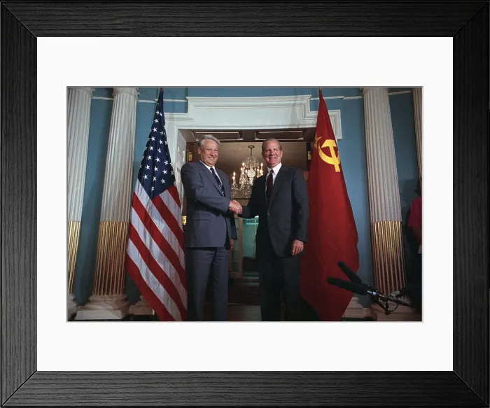 Framed Print : Shaking hands in State Department Framed Print : Shaking hands in State Department