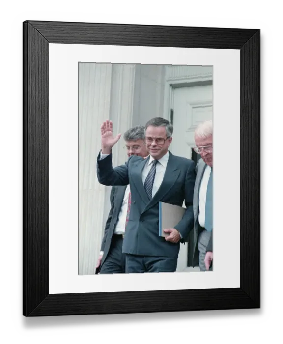 Framed Print : Ptl Head Jim Bakker Waves Leaving Court Framed Print : Ptl Head Jim Bakker Waves Leaving Court