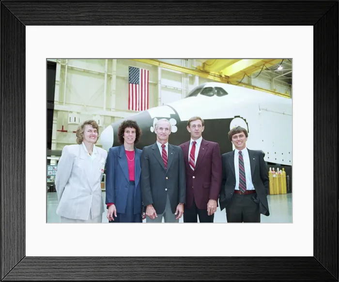 Framed Print : Atlantis Crew Pose with Mock Up Of Shuttle Framed Print : Atlantis Crew Pose with Mock Up Of Shuttle