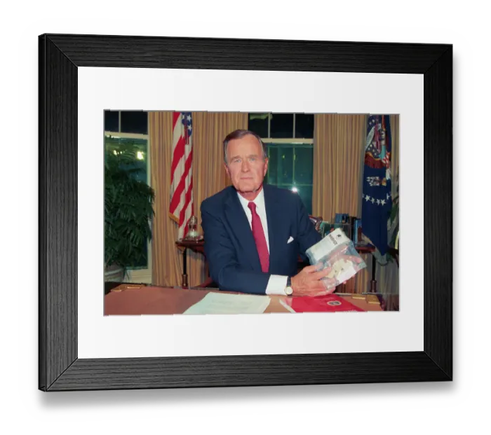Framed Print : President George Bush Holding Cocaine Evidence