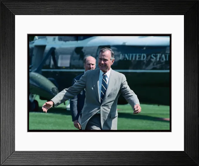 Framed Print : President Bush Walks to the White House Framed Print : President Bush Walks to the White House