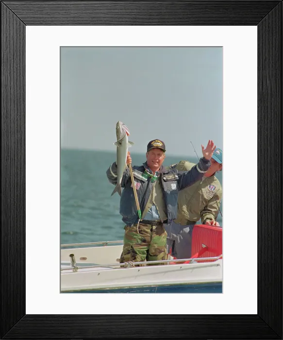 Framed Print : George Bush Displaying His Fish