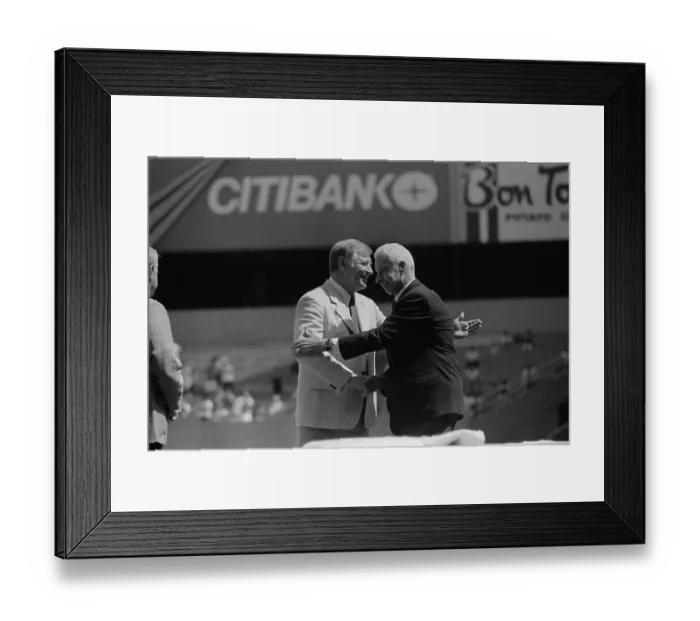 Framed Print : Mickey Mantle and Joe DiMaggio Greeting Each Other Framed Print : Mickey Mantle and Joe DiMaggio Greeting Each Other