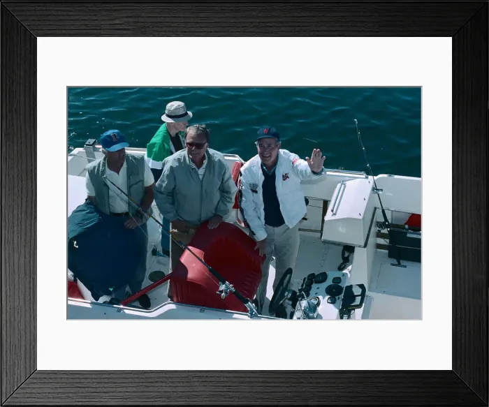 Framed Print : Billy Graham and George Bush Taking a Boat Ride Framed Print : Billy Graham and George Bush Taking a Boat Ride