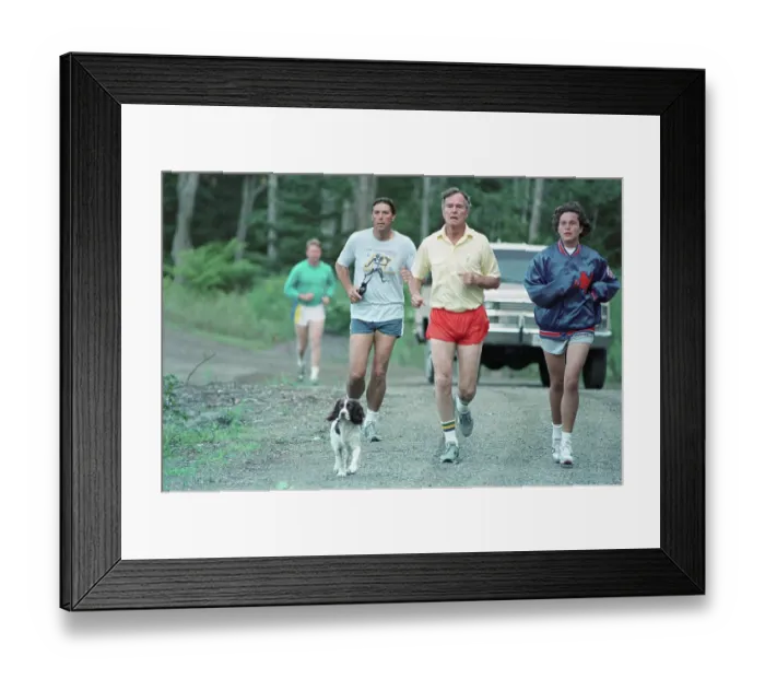 Framed Print : George Bush Jogging Framed Print : George Bush Jogging