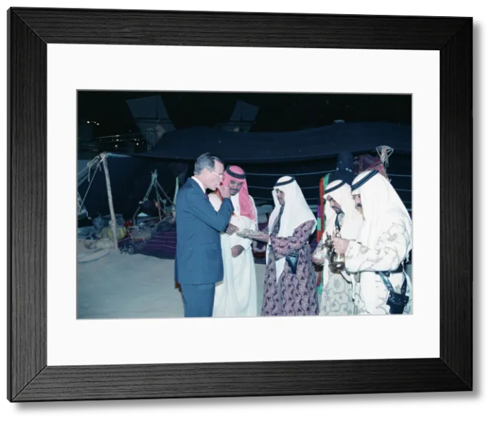 Framed Print : President Bush Sr. and Saudi Prince Bandar Framed Print : President Bush Sr. and Saudi Prince Bandar