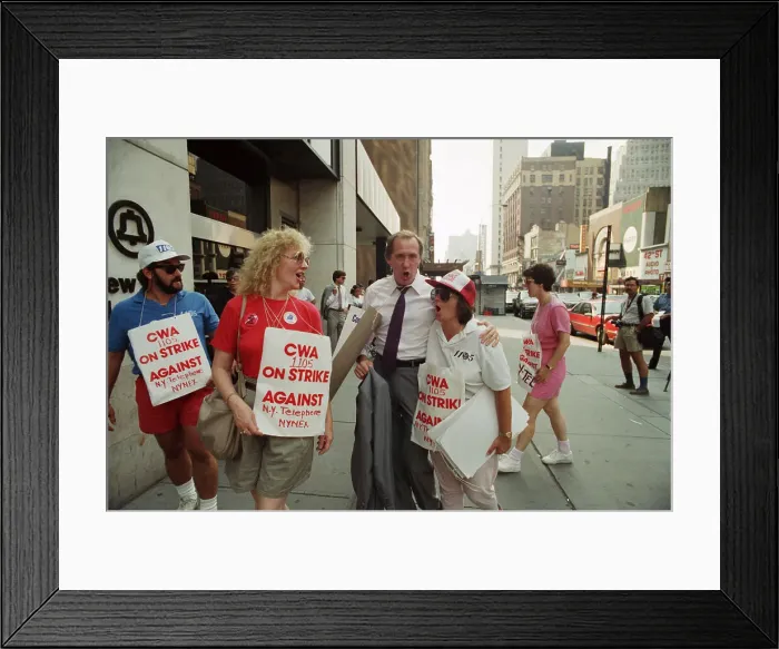 Framed Print : Labor Leader with Striking NYNEX Workers Framed Print : Labor Leader with Striking NYNEX Workers