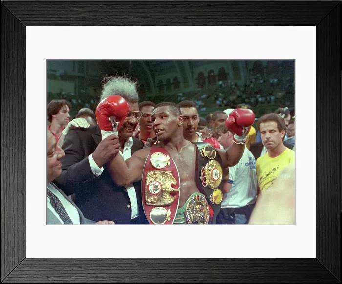 Framed Print : Mike Tyson Cheering with Arms Raised Framed Print : Mike Tyson Cheering with Arms Raised