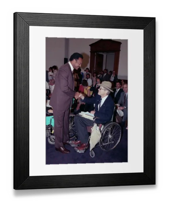 Framed Print : Justin Dart Greets Jesse Jackson