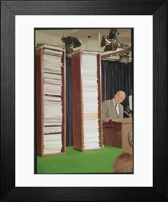 Framed Print : Dick Cheney Looking at Stacks of Reports Framed Print : Dick Cheney Looking at Stacks of Reports