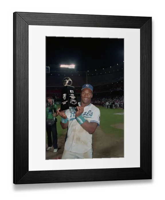 Framed Print : Bo Jackson Holding MVP Trophy Framed Print : Bo Jackson Holding MVP Trophy