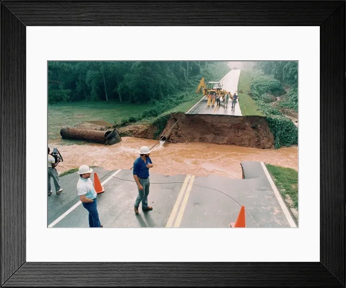 Framed Print : Bridge Swept Away by Flooding Framed Print : Bridge Swept Away by Flooding