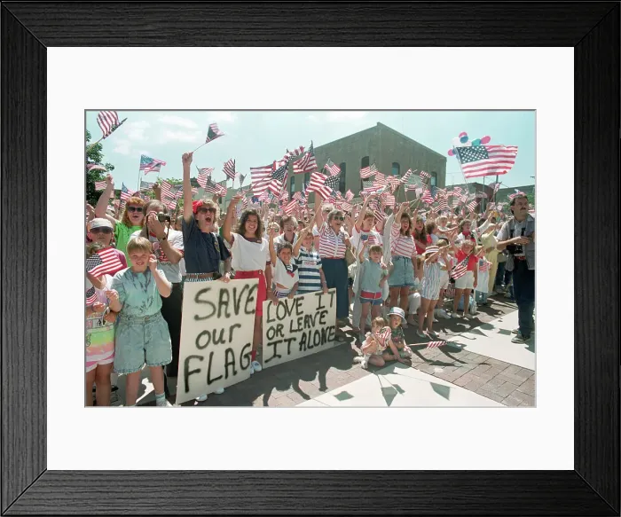 Framed Print : People Protesting Flag Desecration Framed Print : People Protesting Flag Desecration