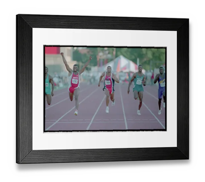 Framed Print : Leroy Burrell Celebrating Framed Print : Leroy Burrell Celebrating