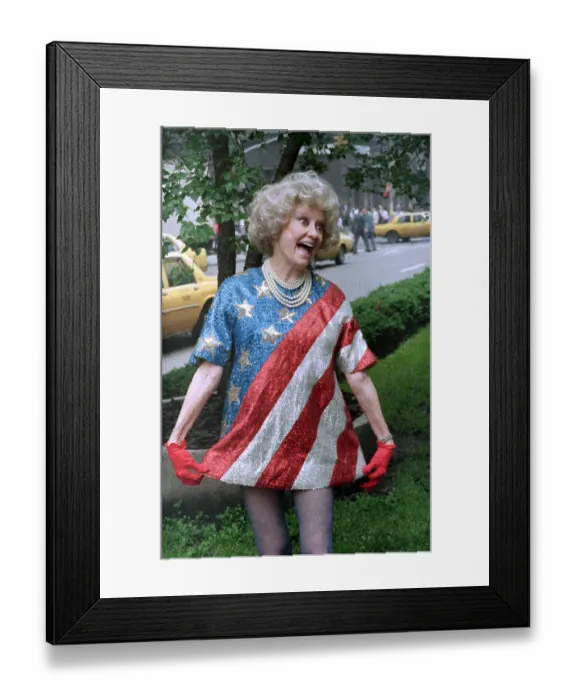 Framed Print : Phyllis Diller Showing Off Flag Dress Framed Print : Phyllis Diller Showing Off Flag Dress