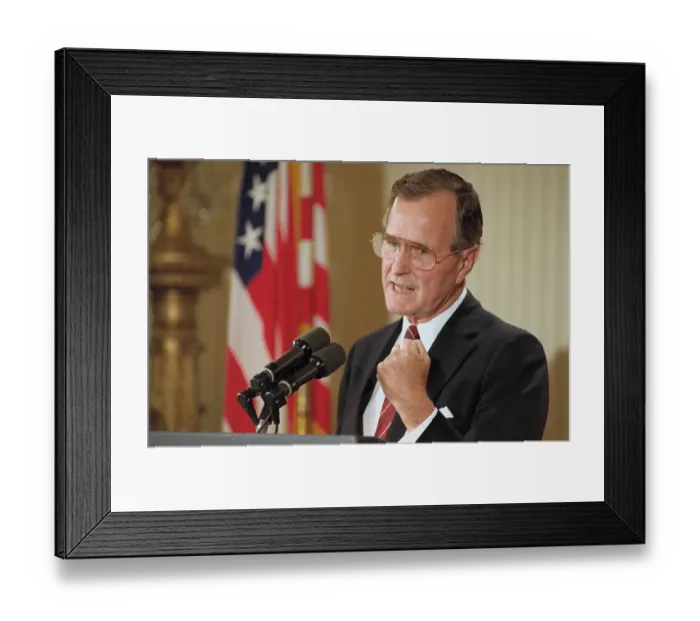 Framed Print : George Bush Attending News Conference Framed Print : George Bush Attending News Conference