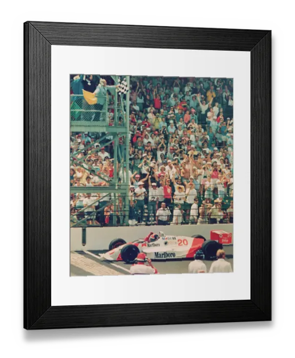 Framed Print : Emerson Fittipaldi Waving from Race Car