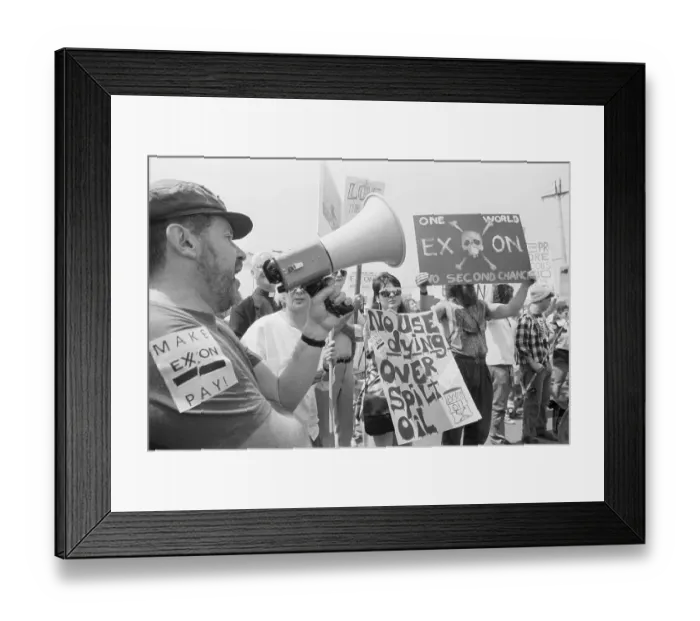 Framed Print : Man W / Megaphone @ Anti-Exxon Protest Framed Print : Man W / Megaphone @ Anti-Exxon Protest