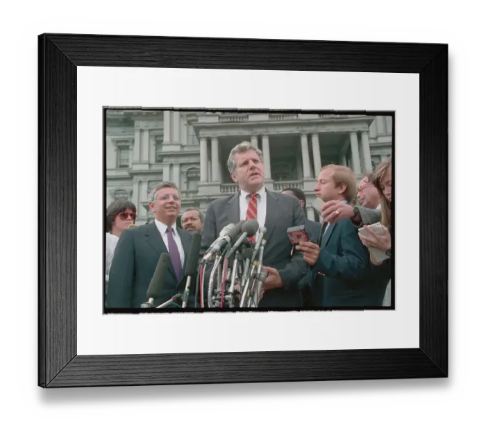 Framed Print : William Bennett Speaking at Press Conference Framed Print : William Bennett Speaking at Press Conference