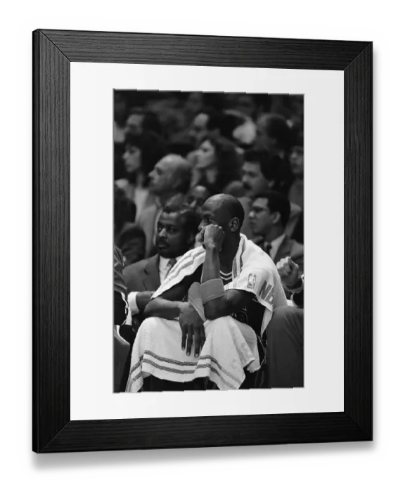 Framed Print : Michael Jordan Sitting out in Game Framed Print : Michael Jordan Sitting out in Game