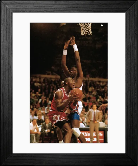 Framed Print : Patrick Ewing Blocking Michael Jordan Framed Print : Patrick Ewing Blocking Michael Jordan