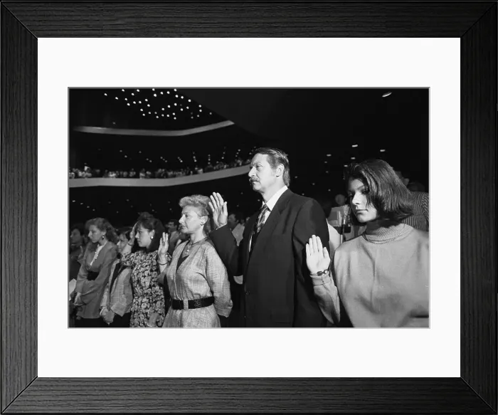 Framed Print : Romanian Coach Bela Karolyi and Family Become American Citizens Framed Print : Romanian Coach Bela Karolyi and Family Become American Citizens