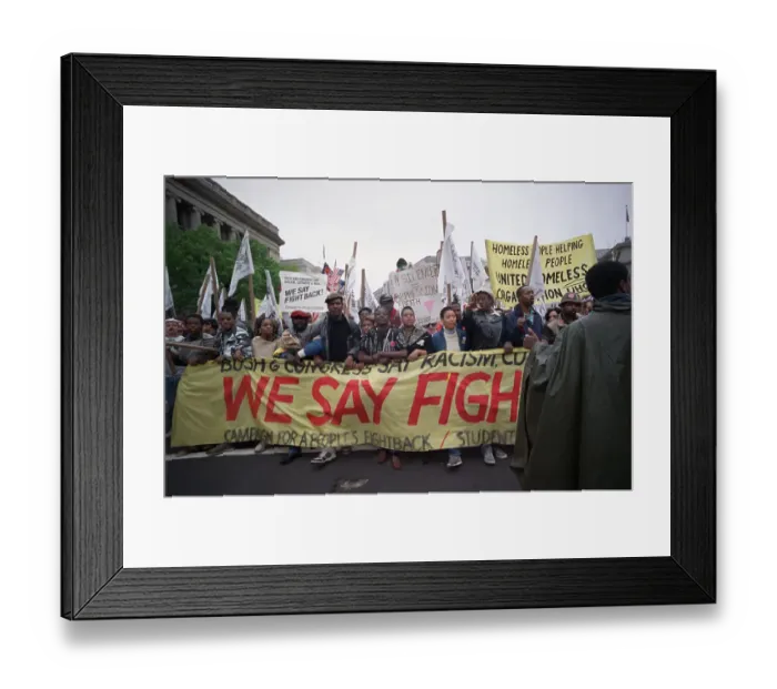 Framed Print : Demonstrators Protesting with Banner Framed Print : Demonstrators Protesting with Banner