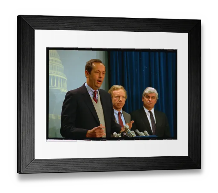 Framed Print : Bill Bradley Speaking at Microphones Framed Print : Bill Bradley Speaking at Microphones