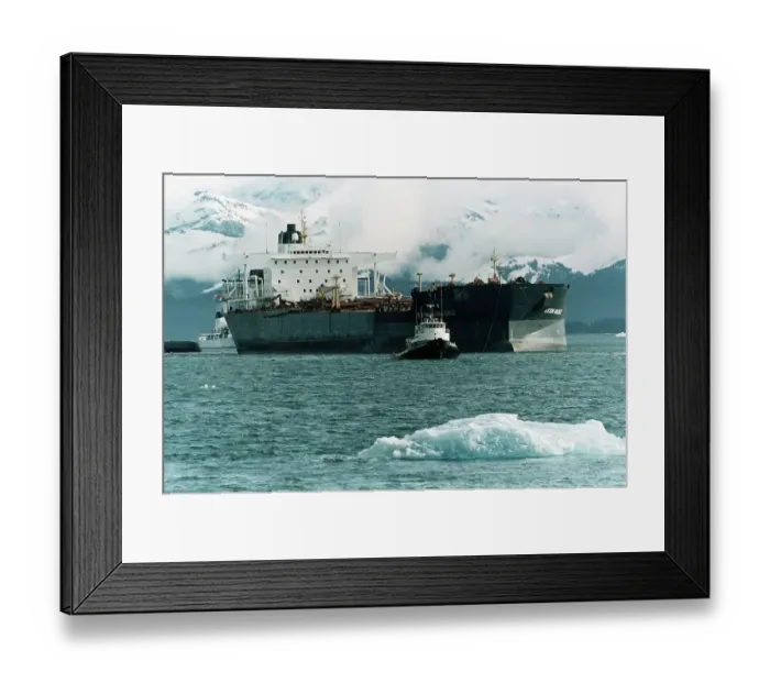 Framed Print : Tugboat Pulling Exxon Valdez