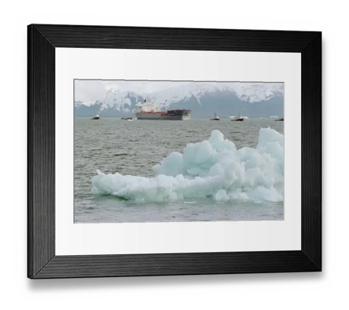 Framed Print : Ice Floating--Exxon Valdez In Background Framed Print : Ice Floating--Exxon Valdez In Background
