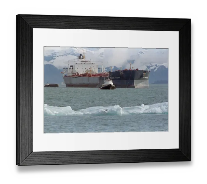 Framed Print : Tugboat Pulling Exxon Valdez Framed Print : Tugboat Pulling Exxon Valdez