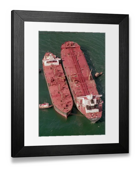 Framed Print : Tanker Pumps Oil from Exxon Valdez