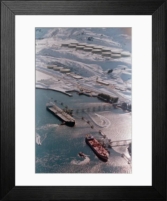 Framed Print : Aerial Of Ships Docked In Port Of Valdez Framed Print : Aerial Of Ships Docked In Port Of Valdez
