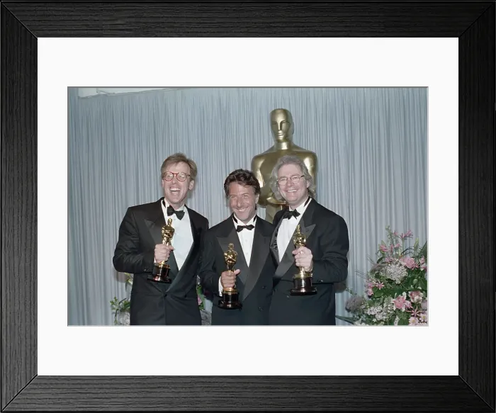 Framed Print : Mark Johnson, Dustin Hoffman and Barry Levinson